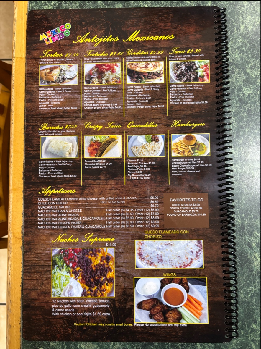 Taqueria Mexico Lindo Menu - Image 3